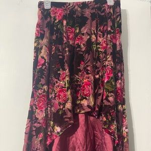 Joyfolie velvet high low skirt floral print